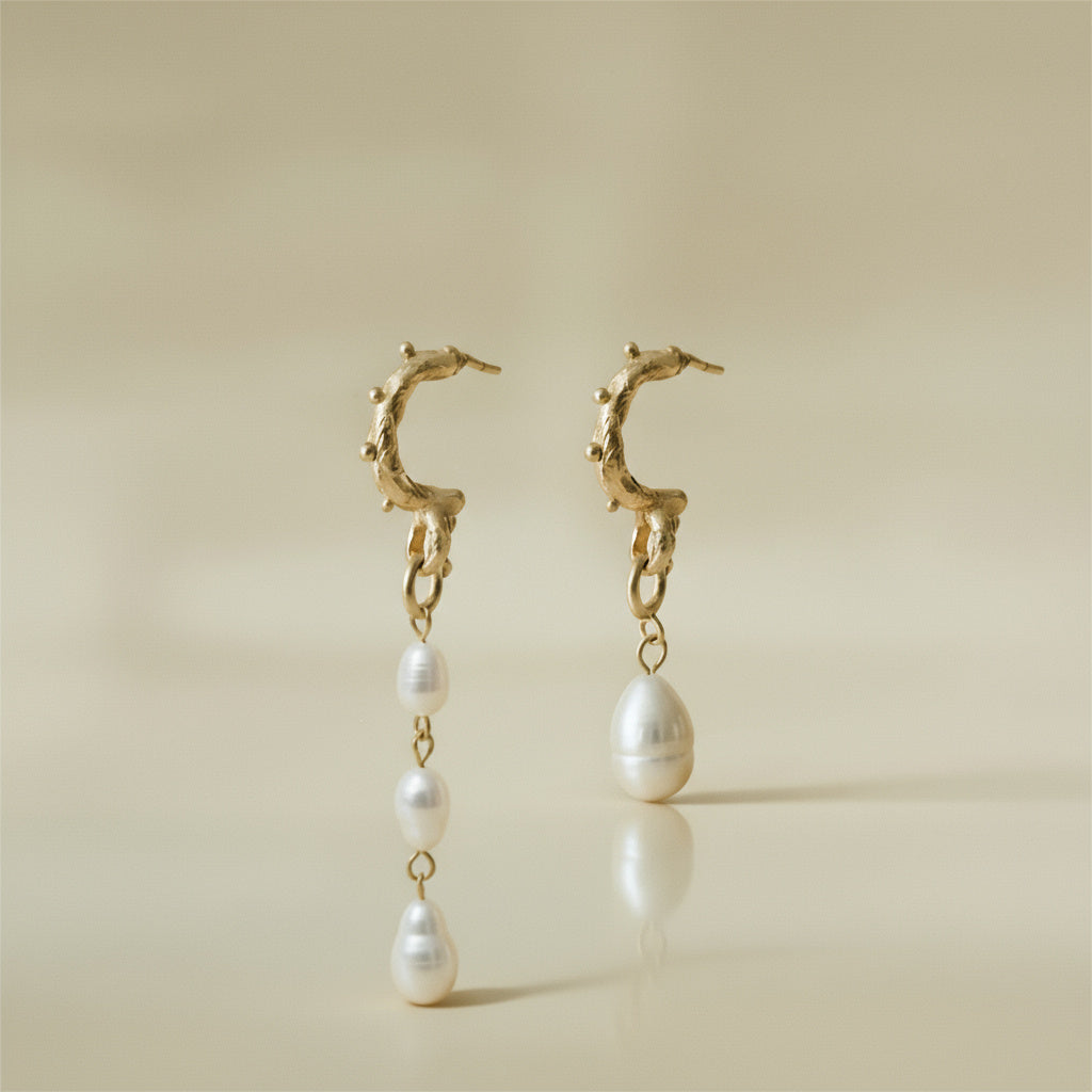 THE EVERMORE EARRINGS — Interchangeable Pearl Drops (9ct Gold)