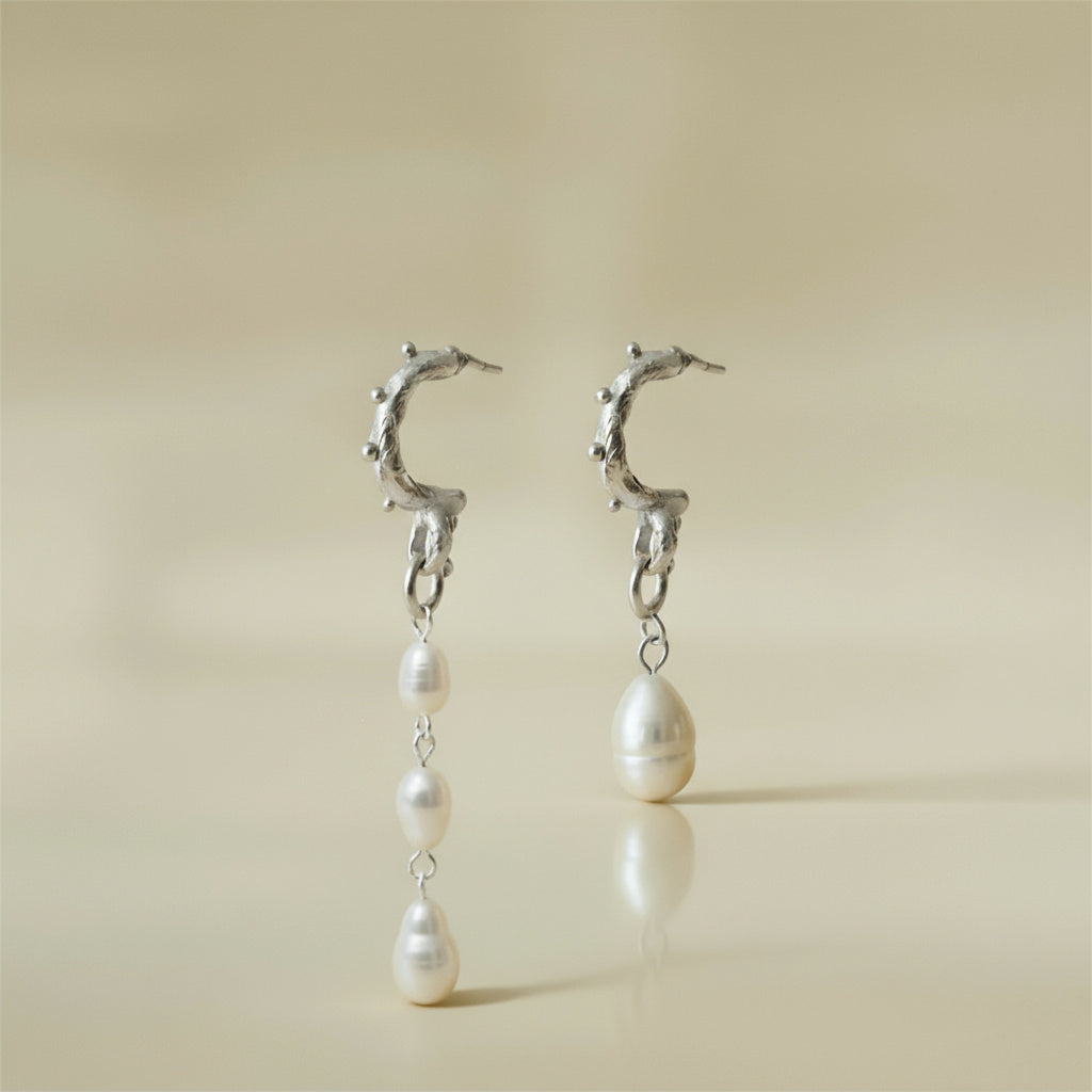 THE EVERMORE EARRINGS — Interchangeable Pearl Drops (Sterling Silver)