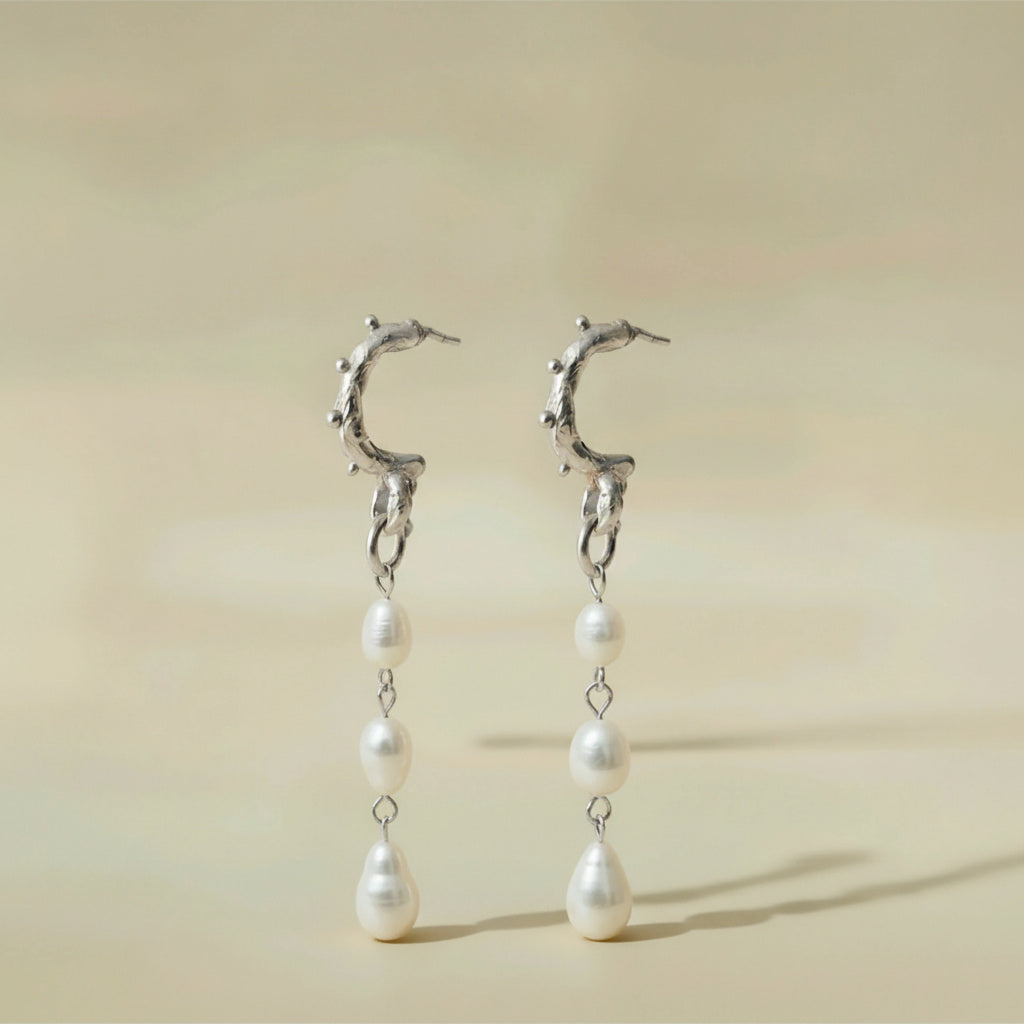 THE EVERMORE EARRINGS — Interchangeable Pearl Drops (Sterling Silver)