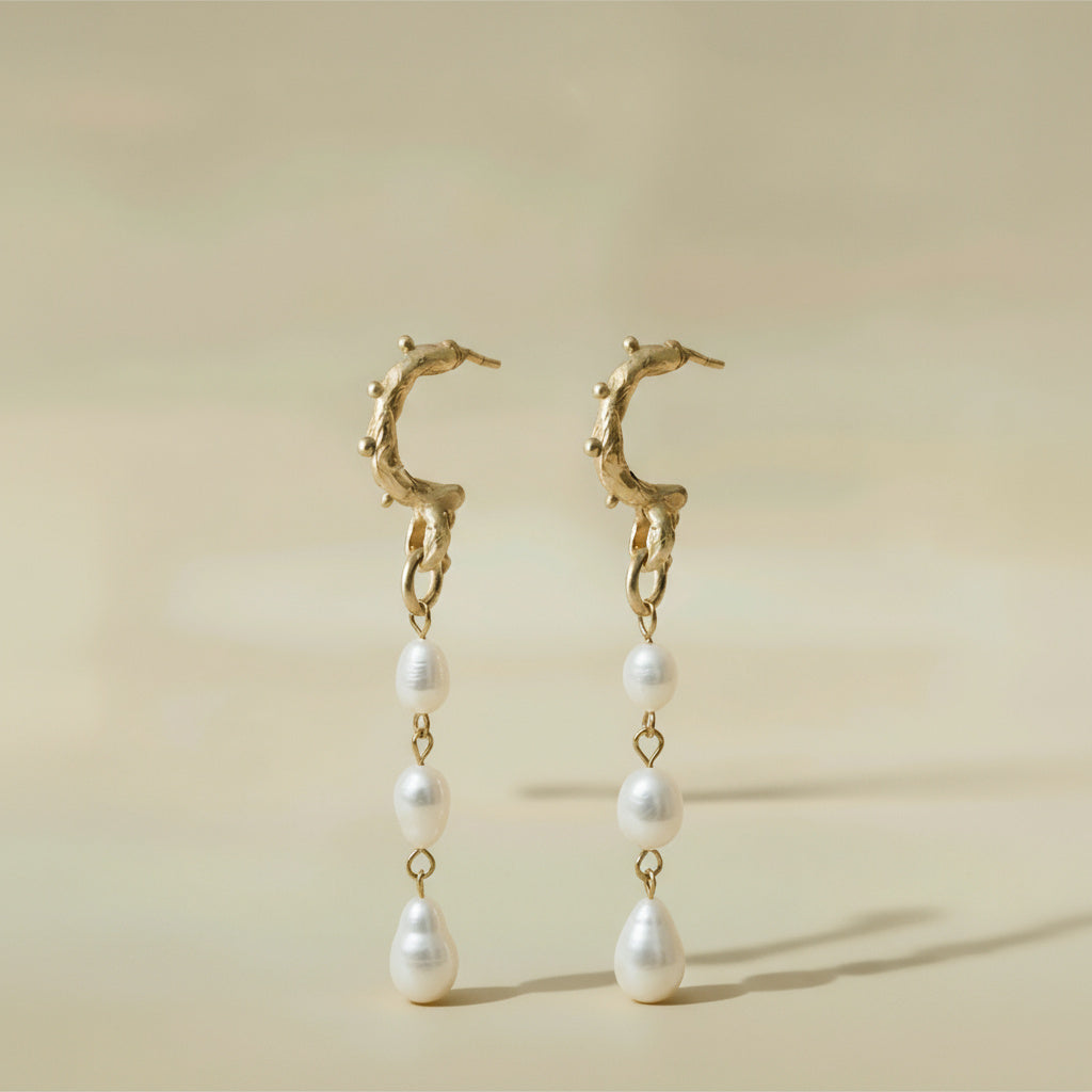 THE EVERMORE EARRINGS — Interchangeable Pearl Drops (9ct Gold)
