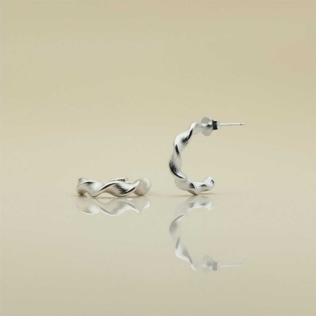 THE TWISTED BEESWAX HOOPS — Sterling Silver