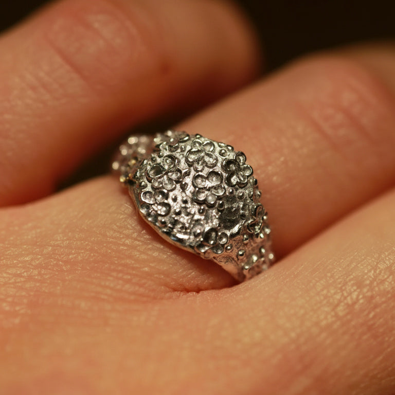 THE AMARA BLOOM RING — Floral Chunky Ring (Sterling Silver)