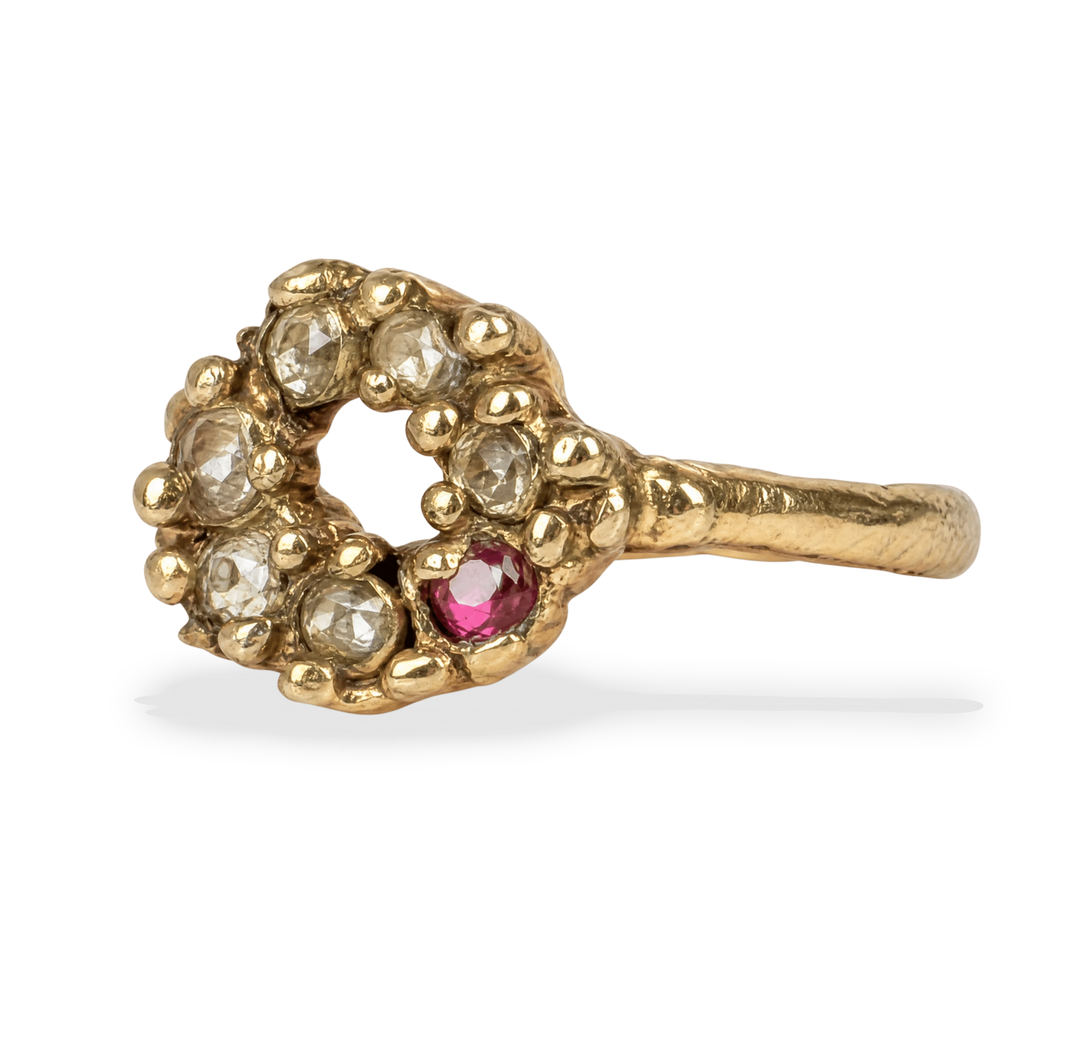 The Hollow Bloom Pinky Ring (Diamond & Ruby)