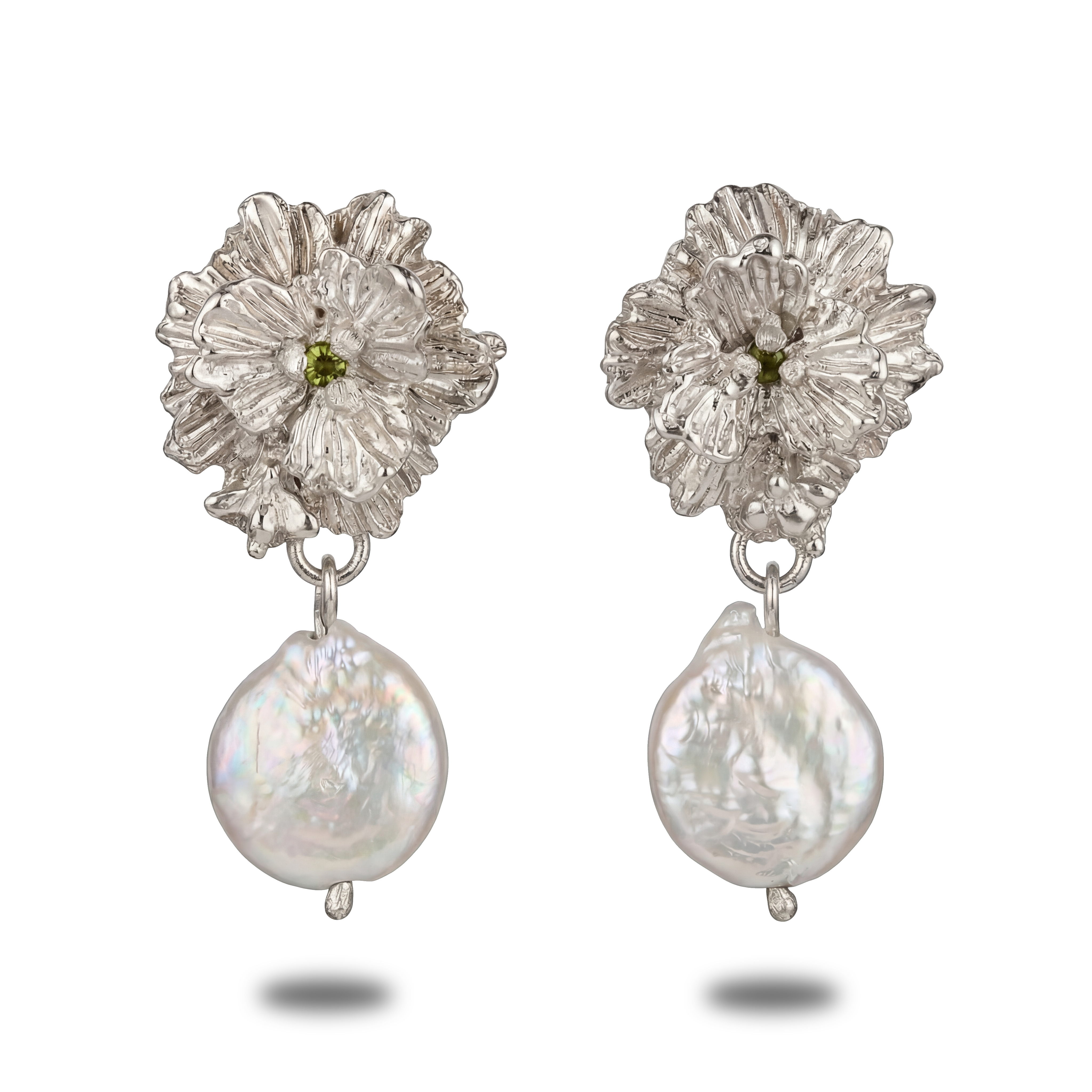 The Clematis Earrings - Engravable Floral Earrings in Sterling Silver & Gold Vermeil