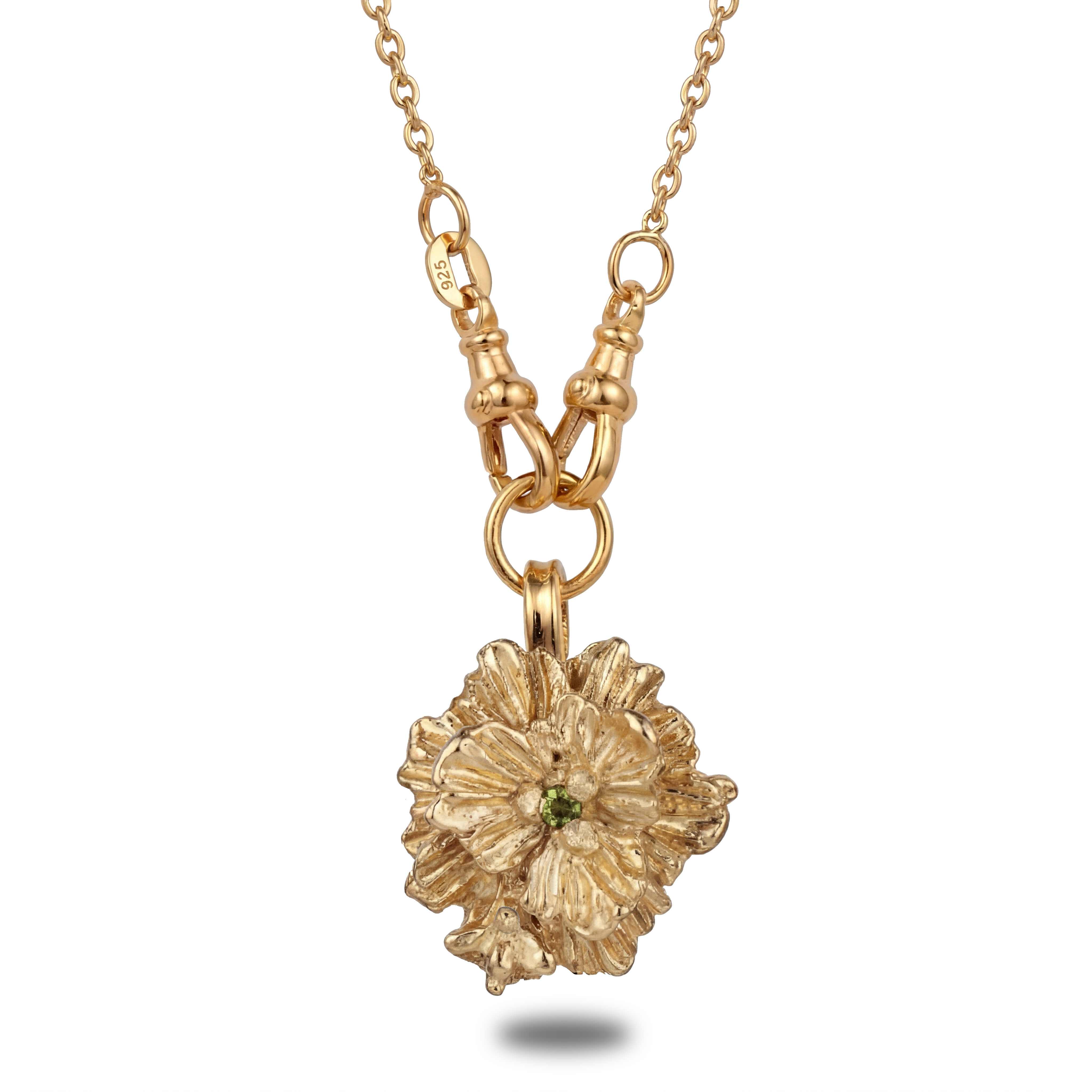 Clematis Necklace - Engravable Floral Pendant in Sterling Silver & Gold Vermeil