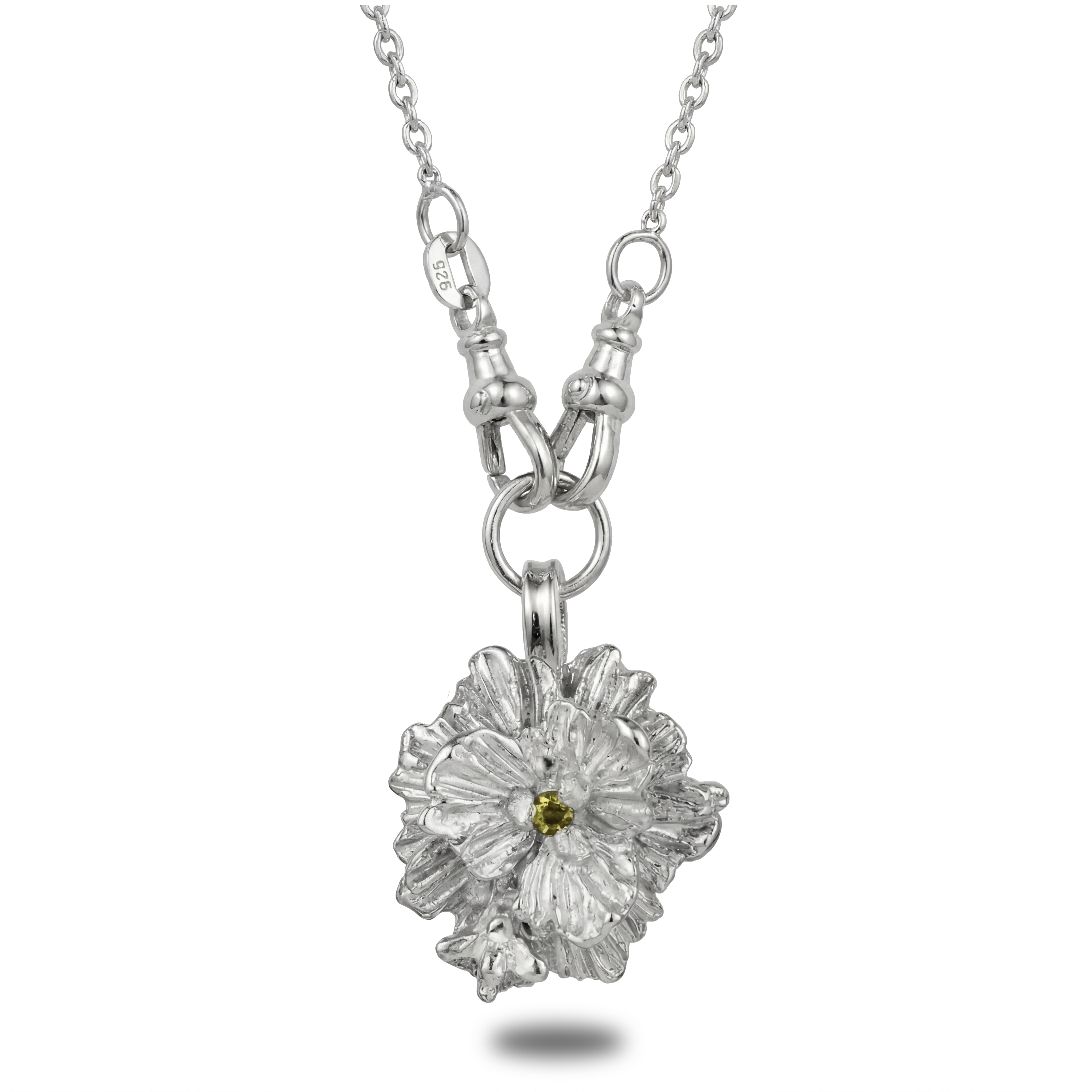 Clematis Necklace - Engravable Floral Pendant in Sterling Silver & Gold Vermeil