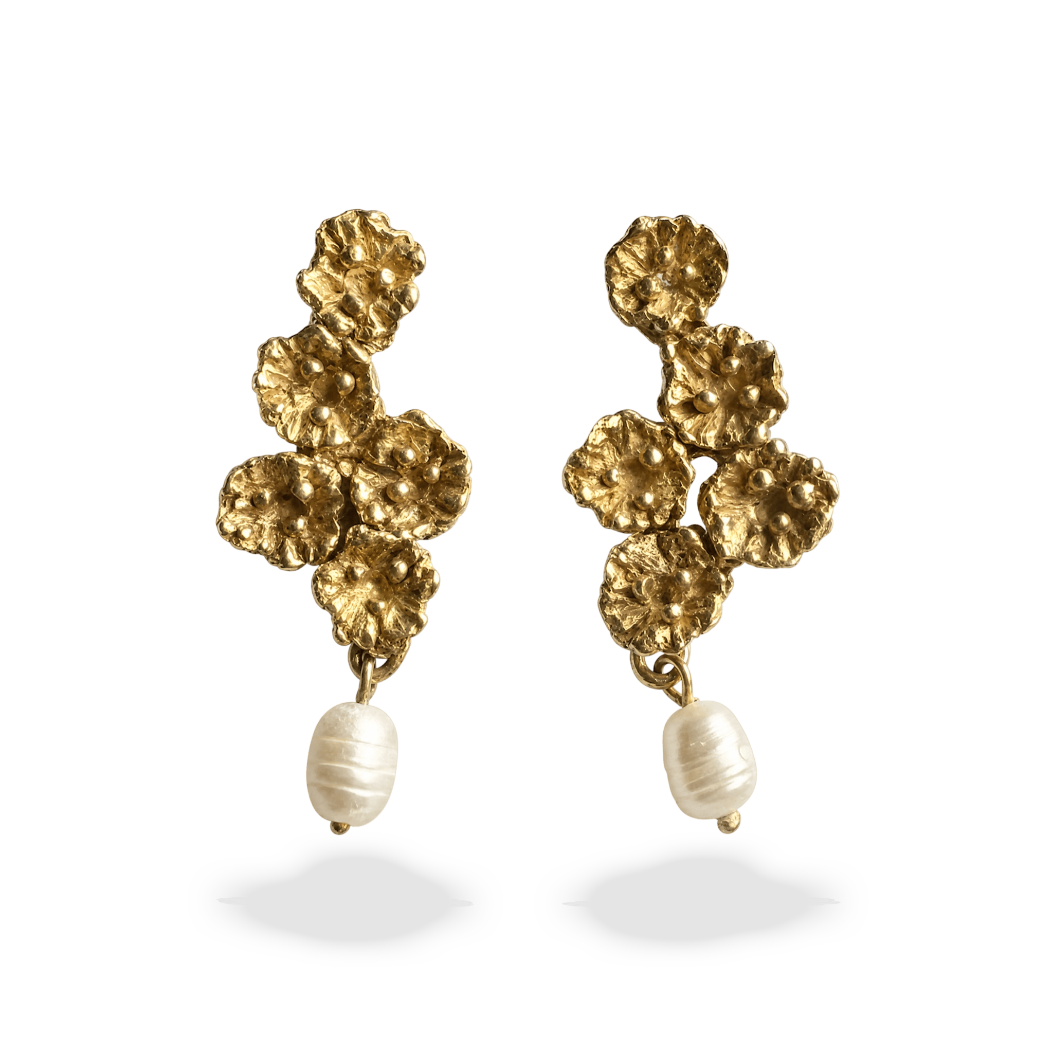Forget-Me-Not Bloom Pearl Drop Earrings