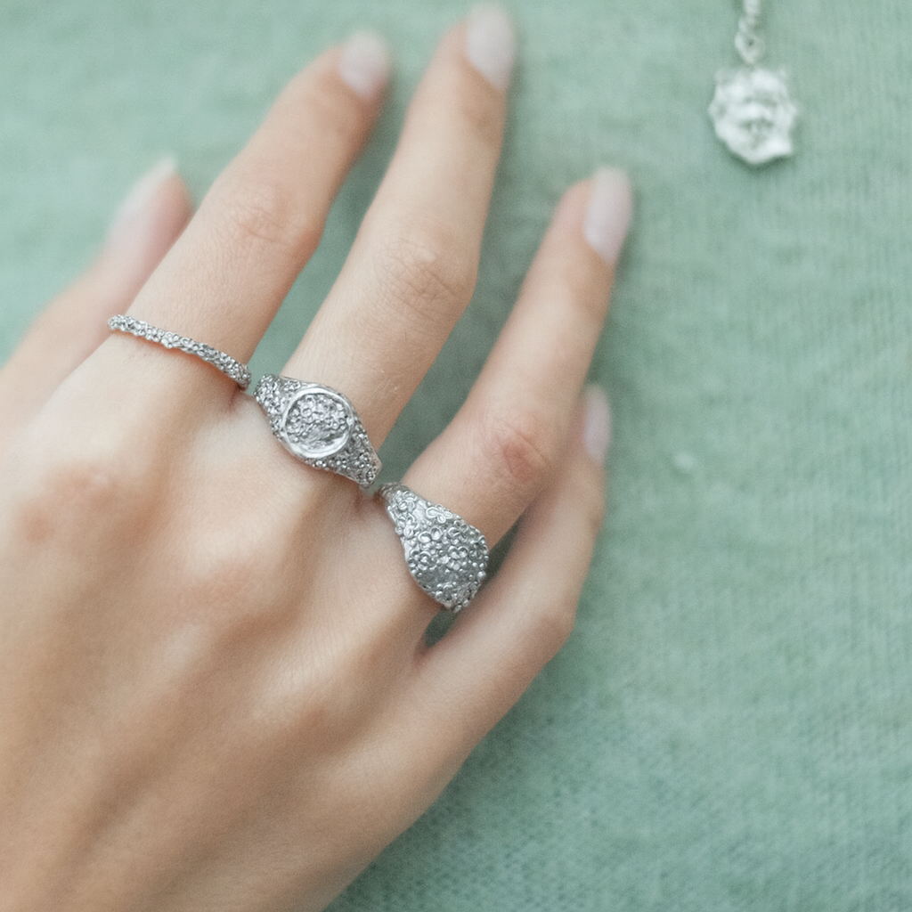 THE AMARA BLOOM RING — Floral Chunky Ring (Sterling Silver)