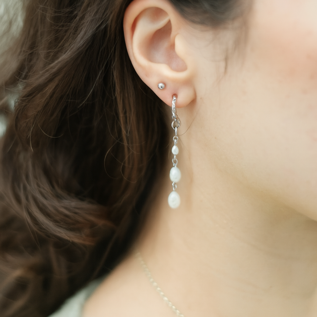 THE EVERMORE EARRINGS — Interchangeable Pearl Drops (Sterling Silver)