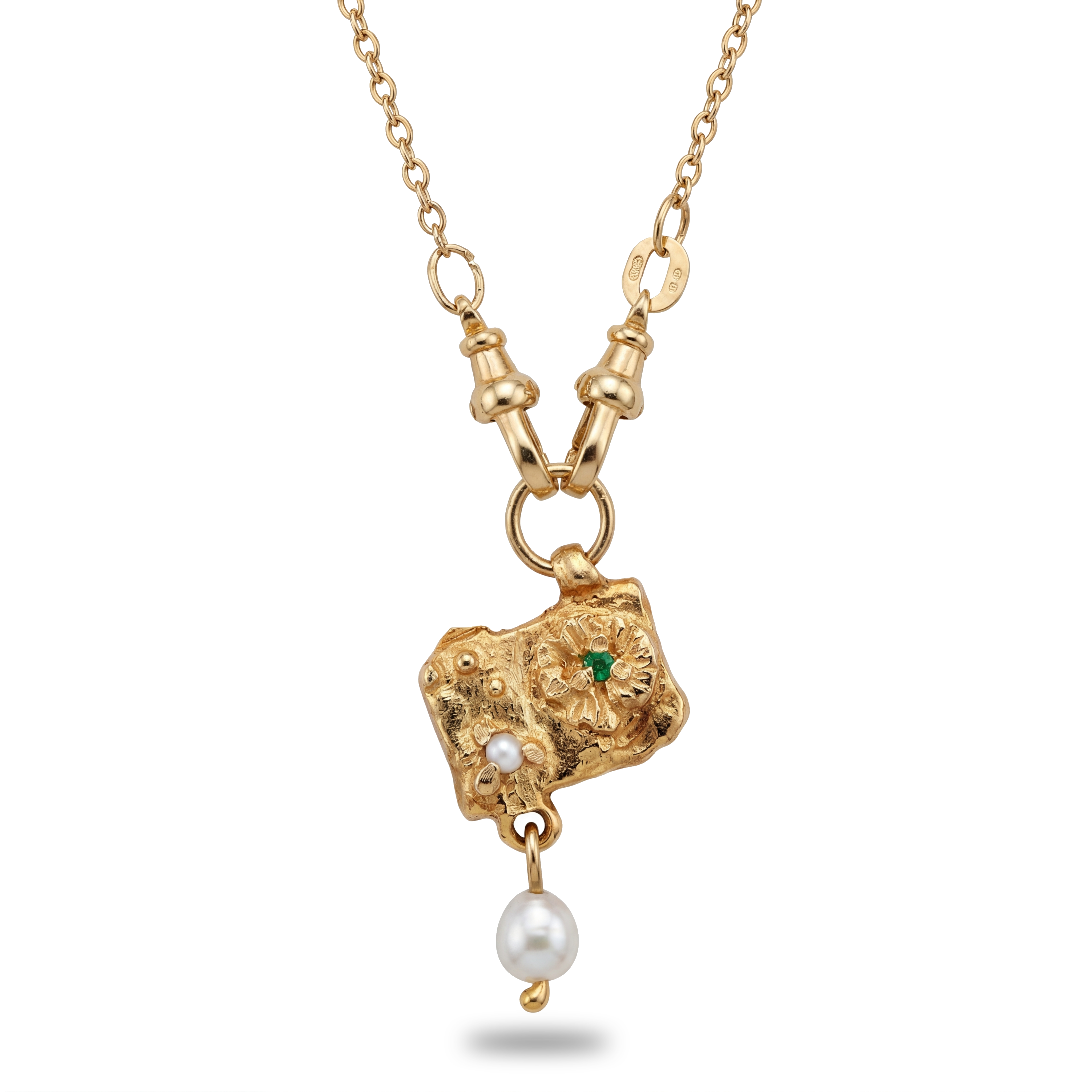 Tablet of Flora Necklace - Engravable Botanical Pendant in Sterling Silver & Gold Vermeil