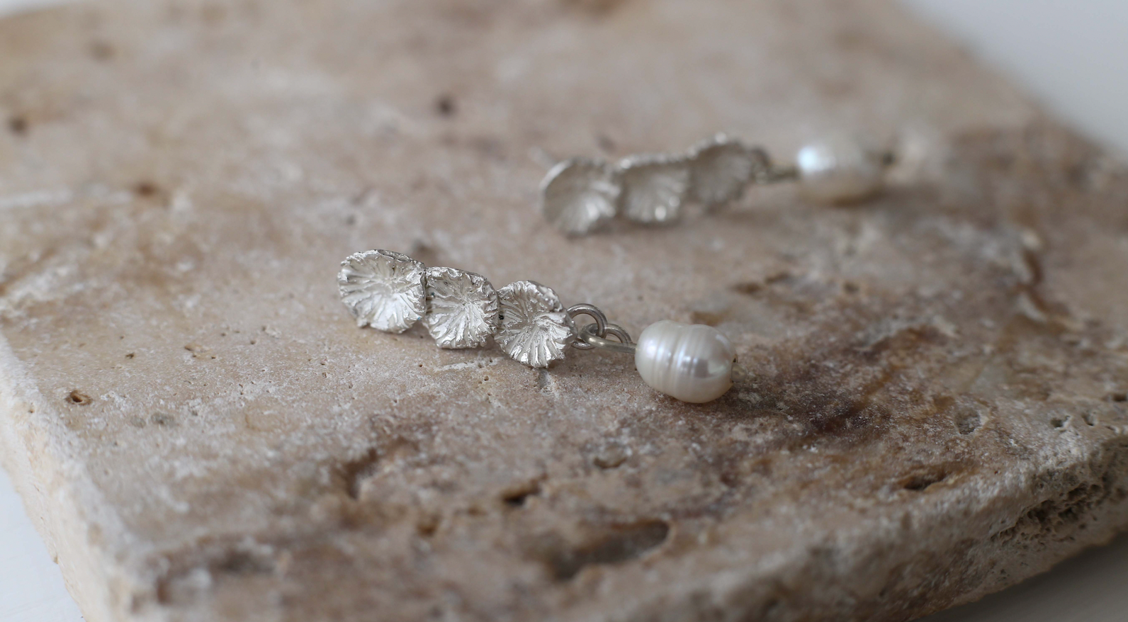 The Forget-me-not trio pearl drop earrings