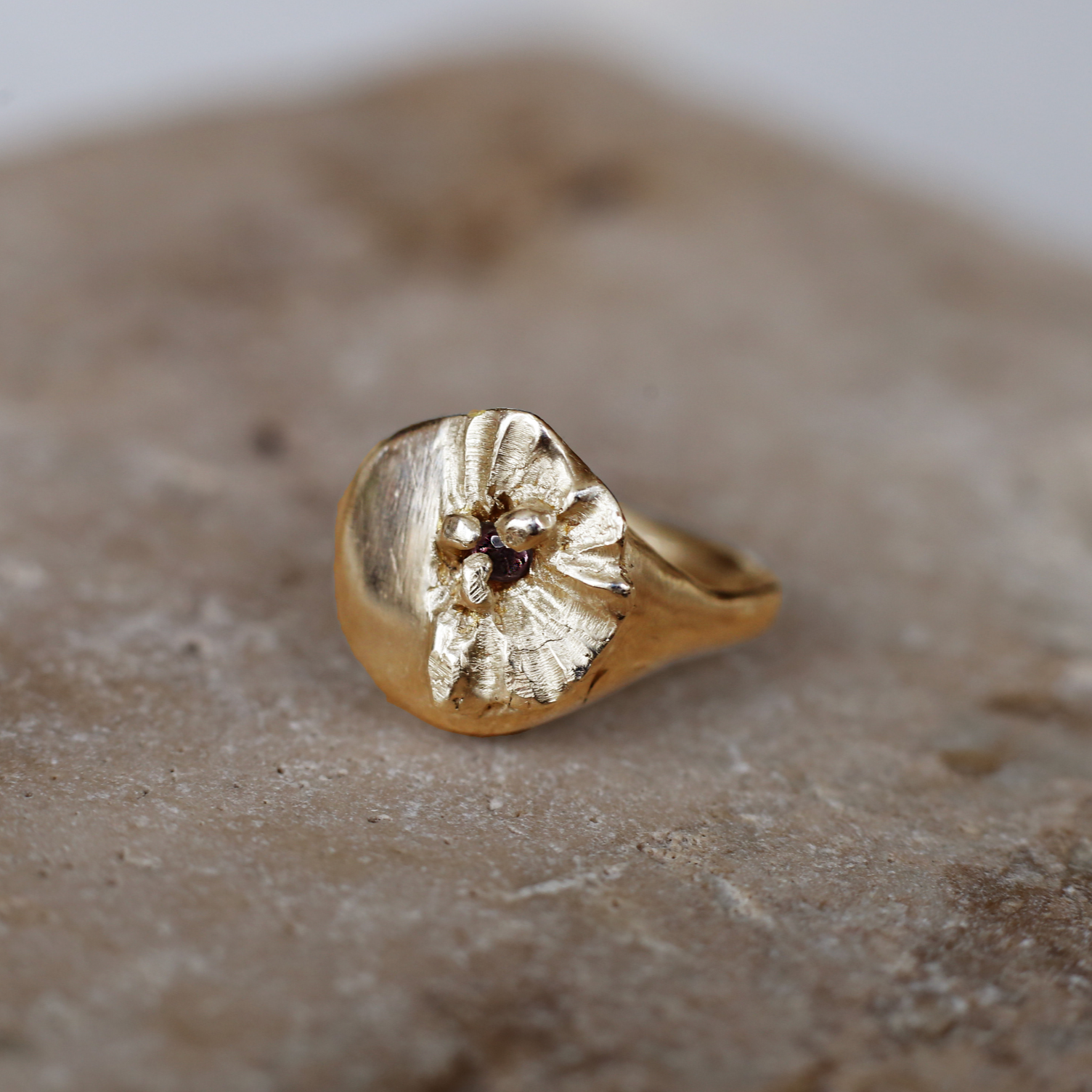 PRE ORDER - The Flora Signet Ring - 18 ct Yellow Gold