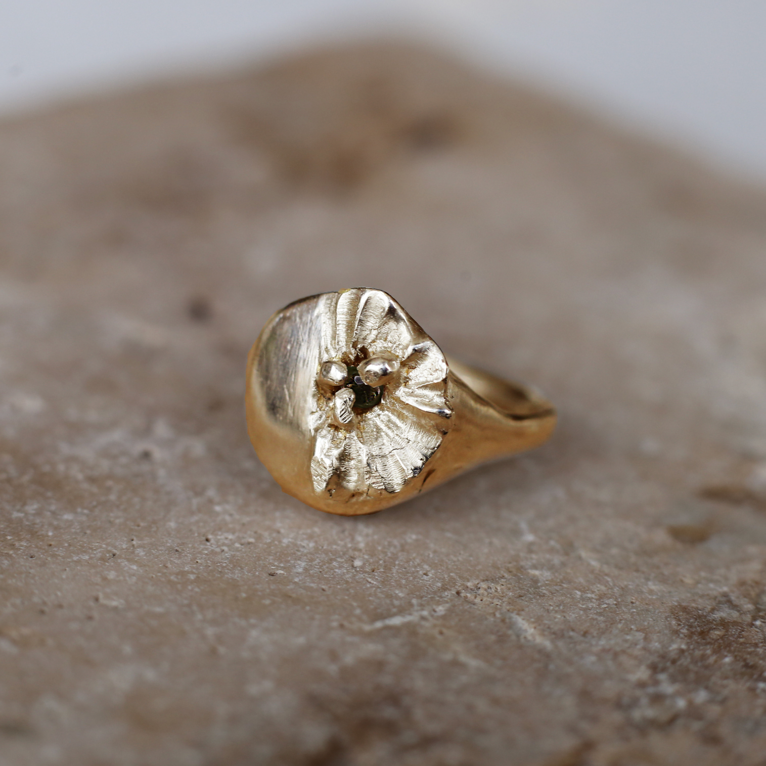 PRE ORDER - The Flora Signet Ring - 9 ct Yellow Gold
