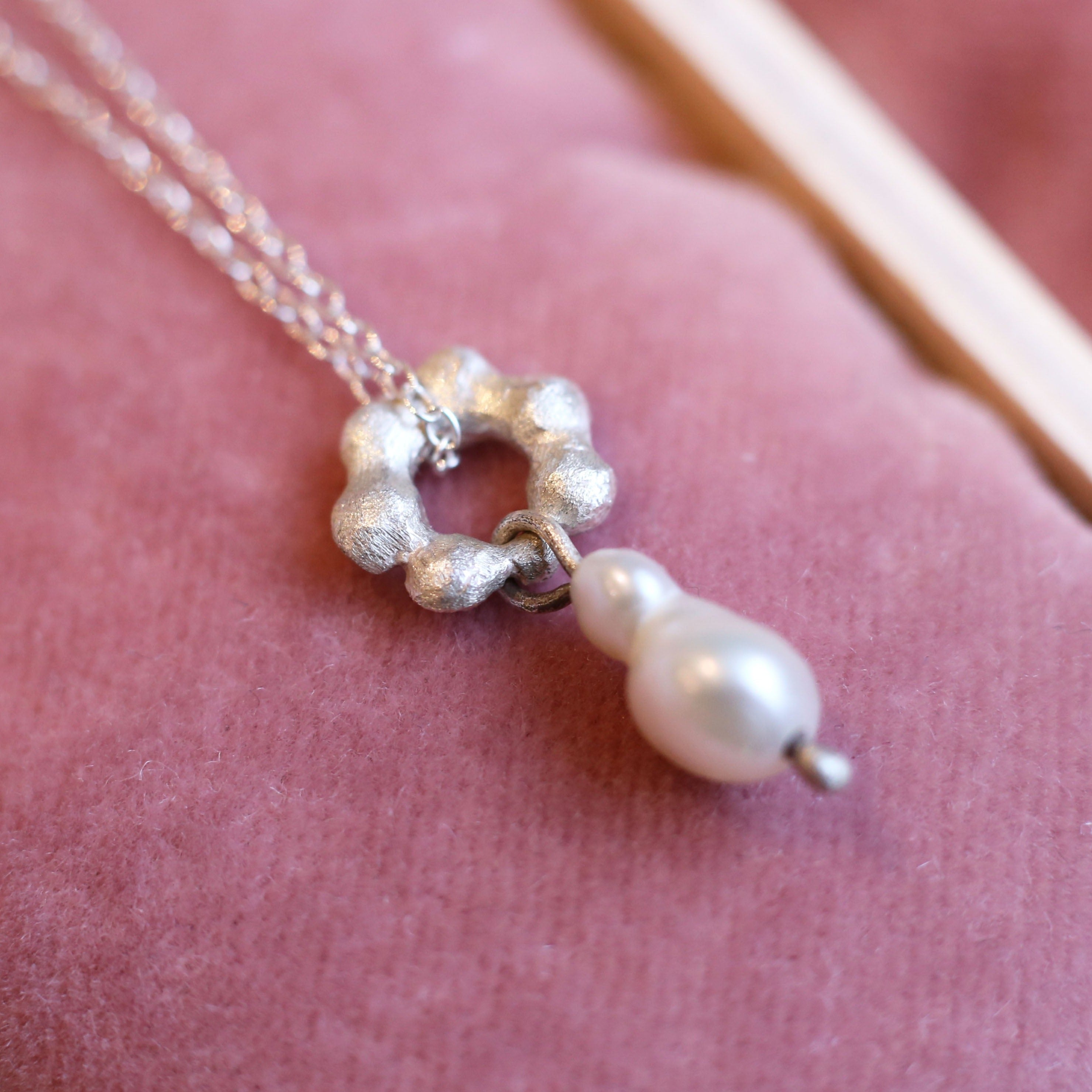 Sterling Silver pearl drop pendant with matching earrings