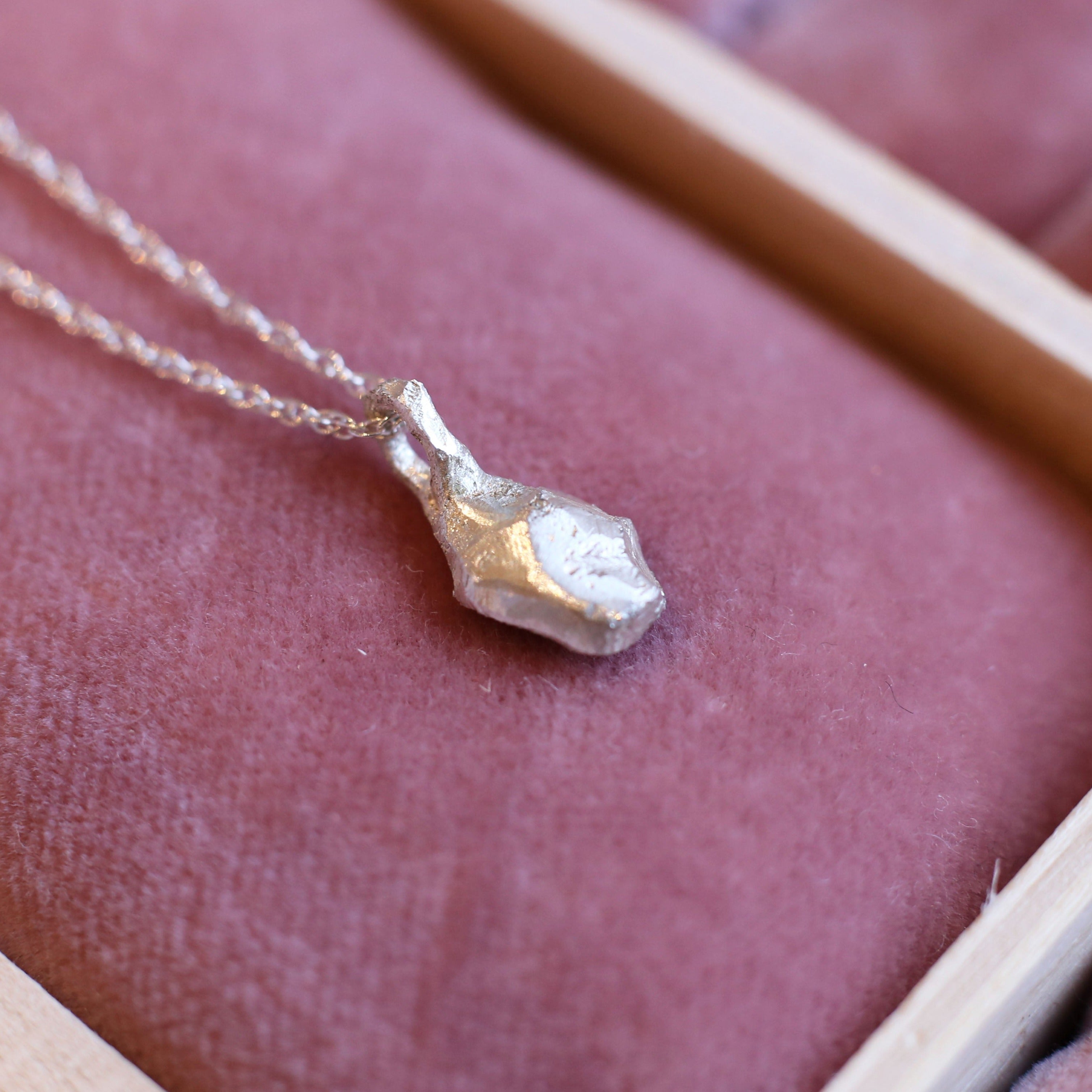 Textured pebble like pendant made from sterling silver, perfect layering necklace