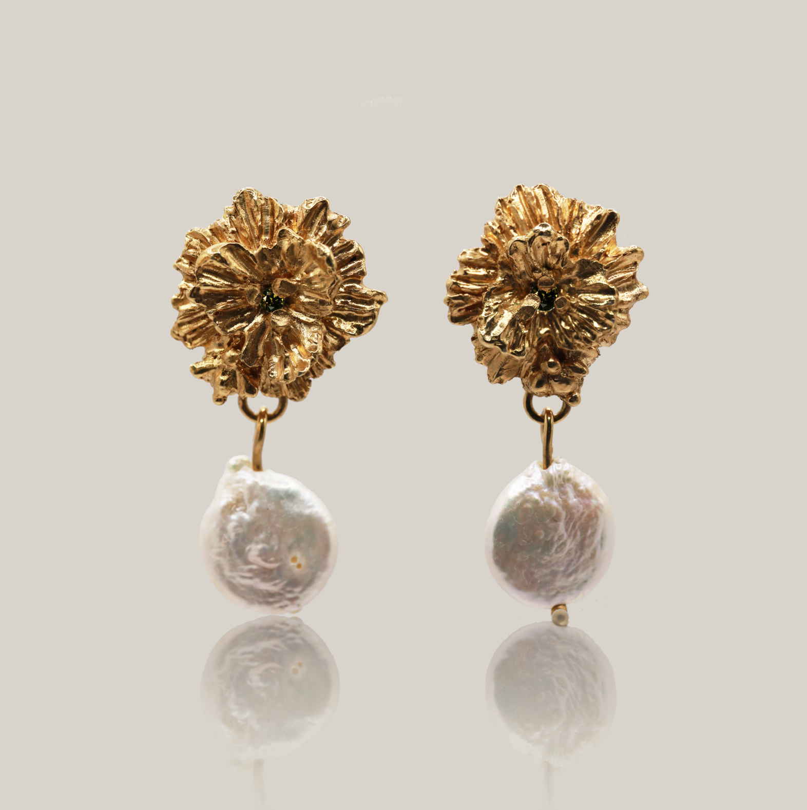 The Clematis II Earrings product shot gold vermeil 