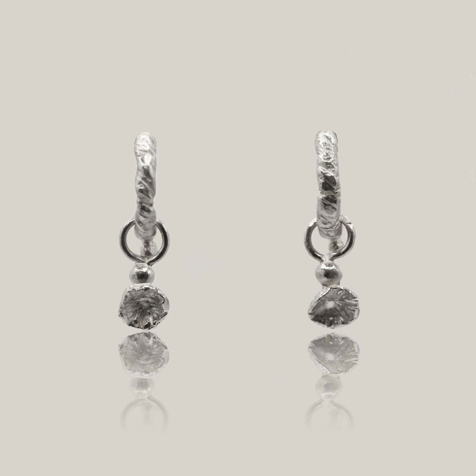 The flower drop earrings sterling silver product shot