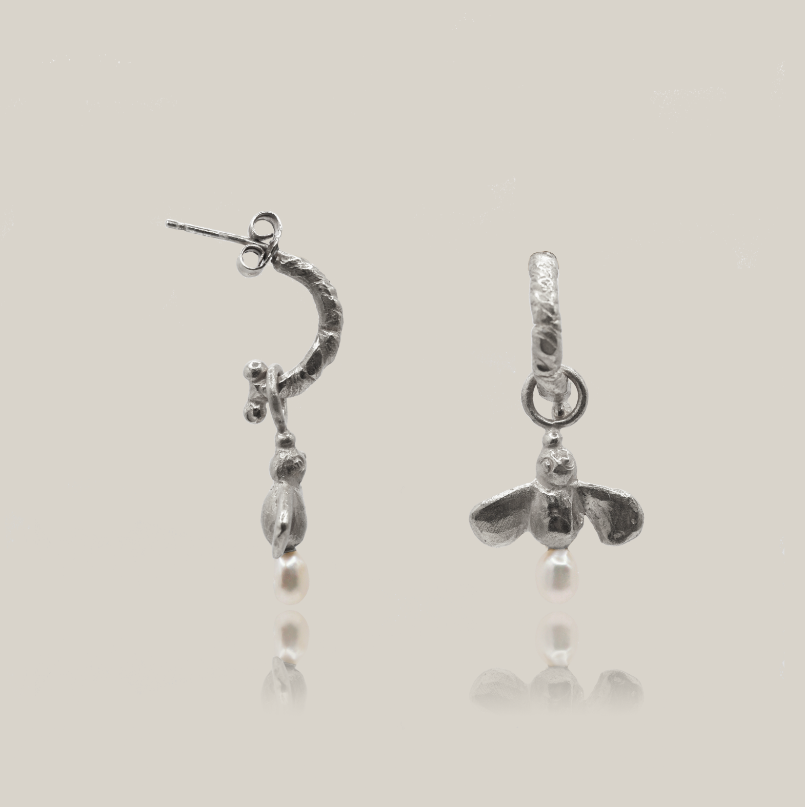 The honey bee drop earrings sterling silver product shot left side view