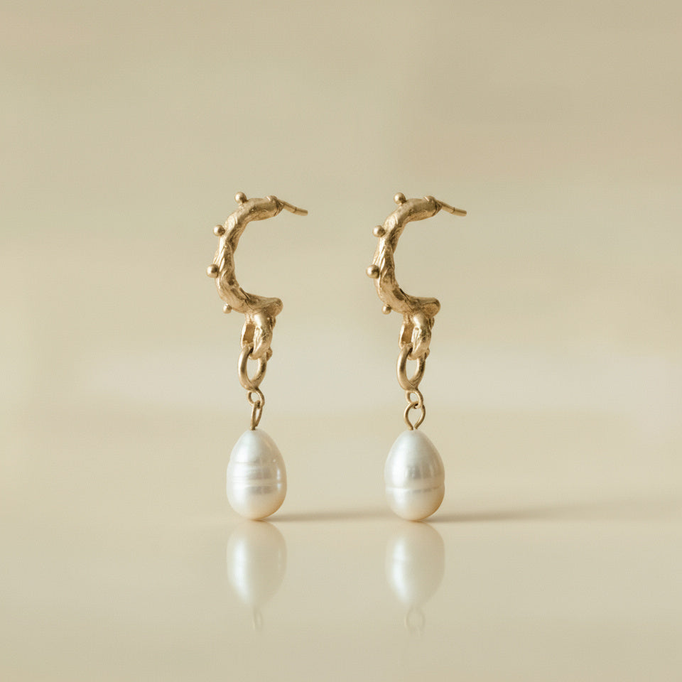 THE EVERMORE EARRINGS — Interchangeable Pearl Drops (9ct Gold)