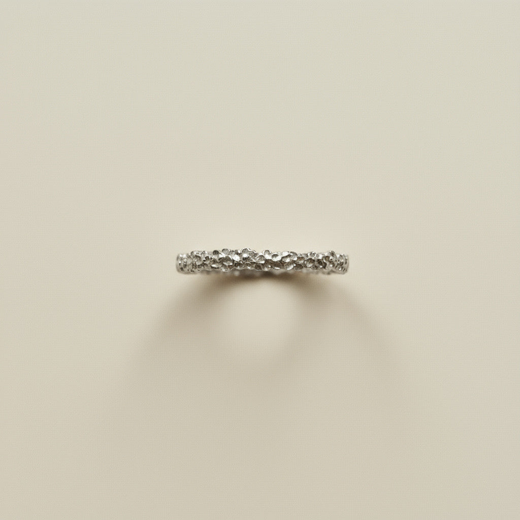 THE LYRIA BAND — Skinny Floral Stacking Band (Sterling Silver)