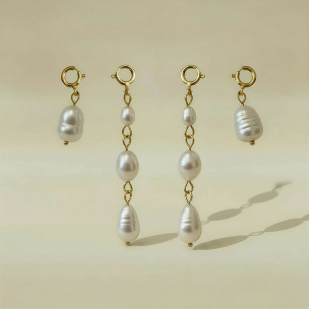 THE EVERMORE EARRINGS — Interchangeable Pearl Drops (9ct Gold)