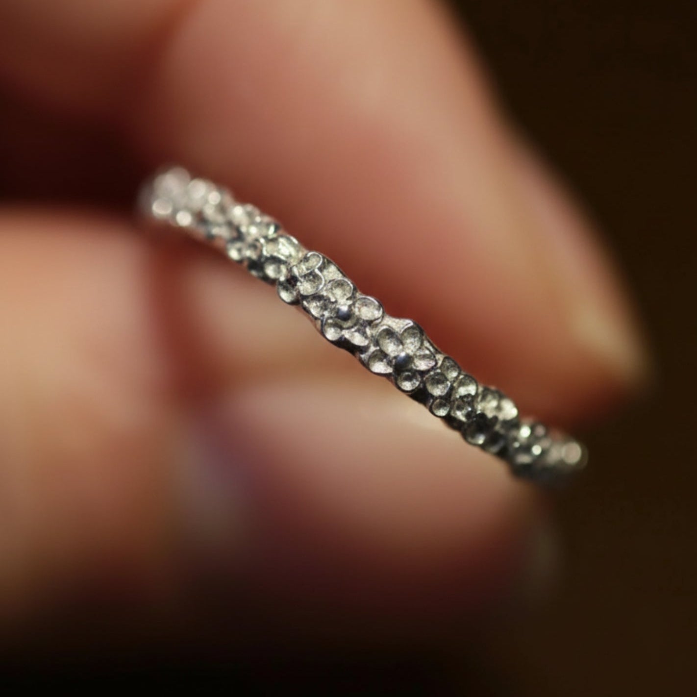 THE LYRIA BAND — Skinny Floral Stacking Band (Sterling Silver)