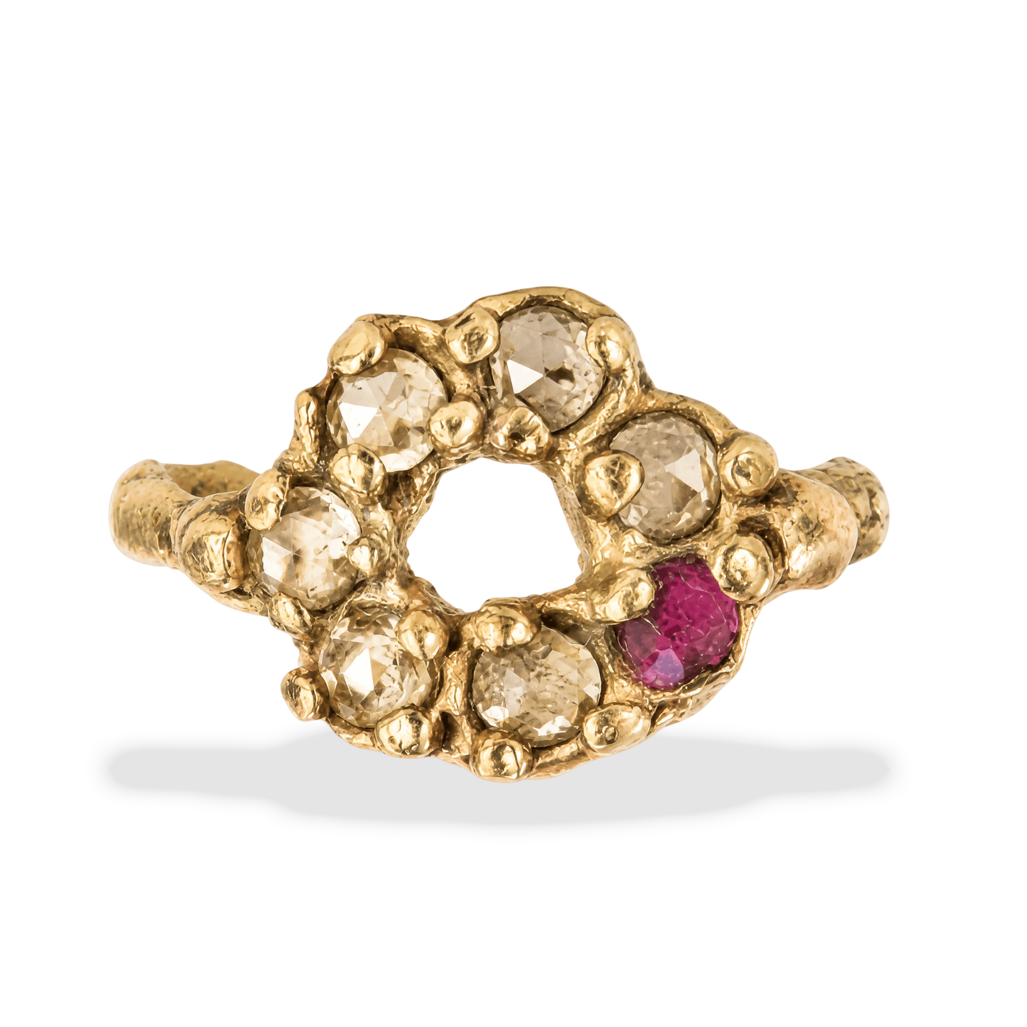 The Hollow Bloom Pinky Ring (Diamond & Ruby)