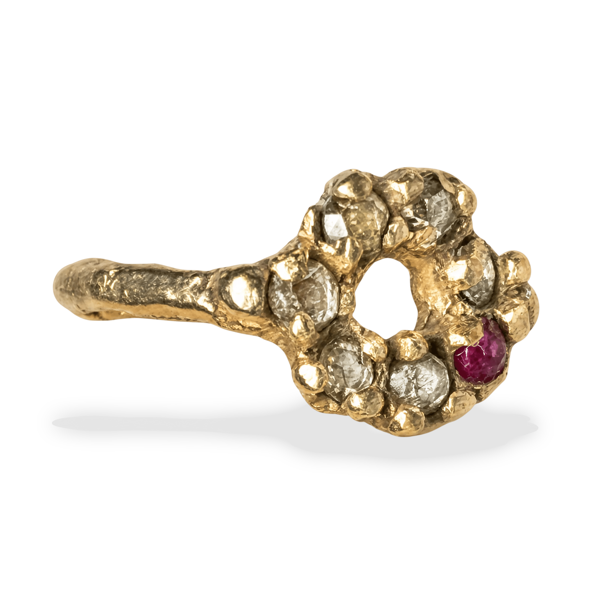The Hollow Bloom Pinky Ring (Diamond & Ruby)