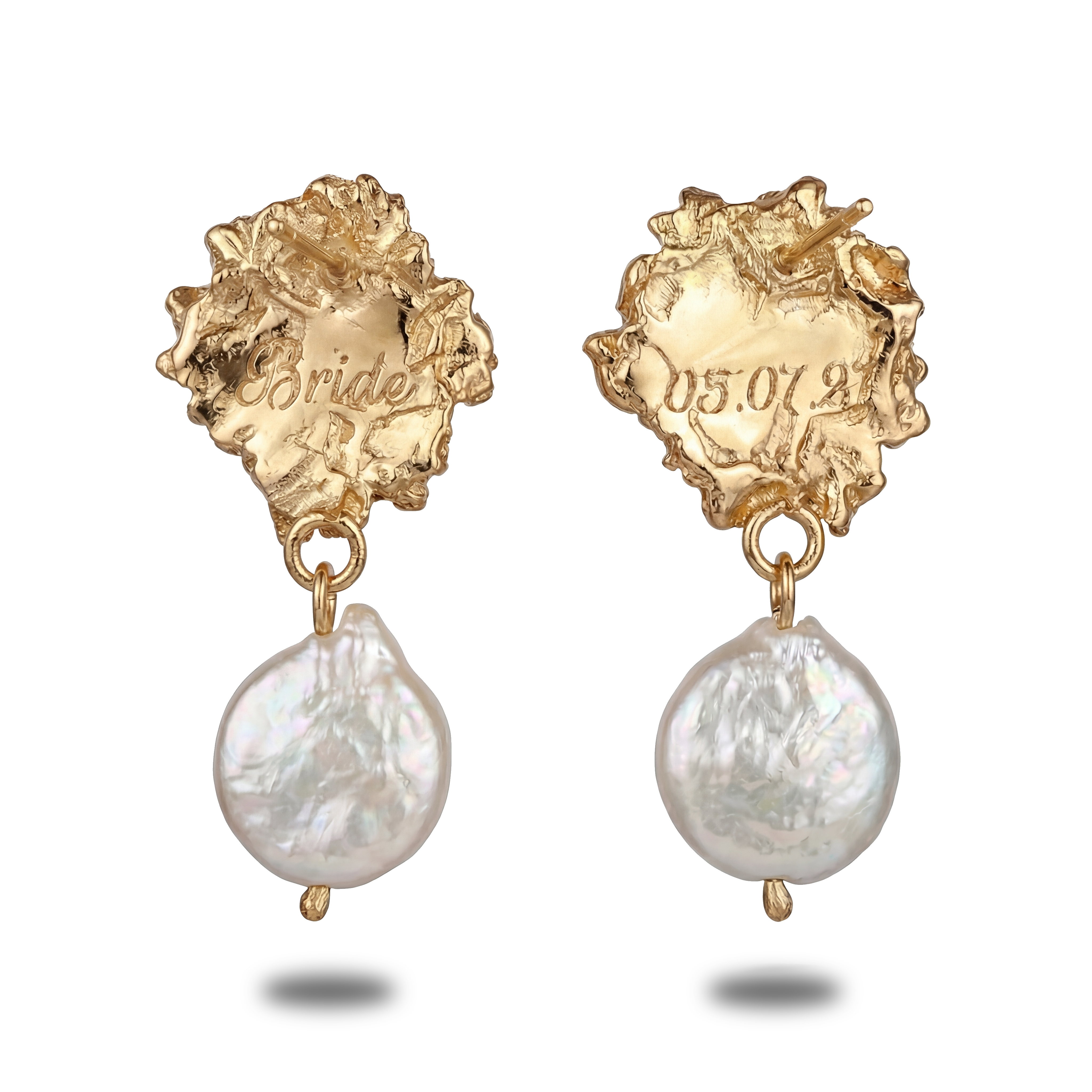 The Clematis Earrings - Engravable Floral Earrings in Sterling Silver & Gold Vermeil