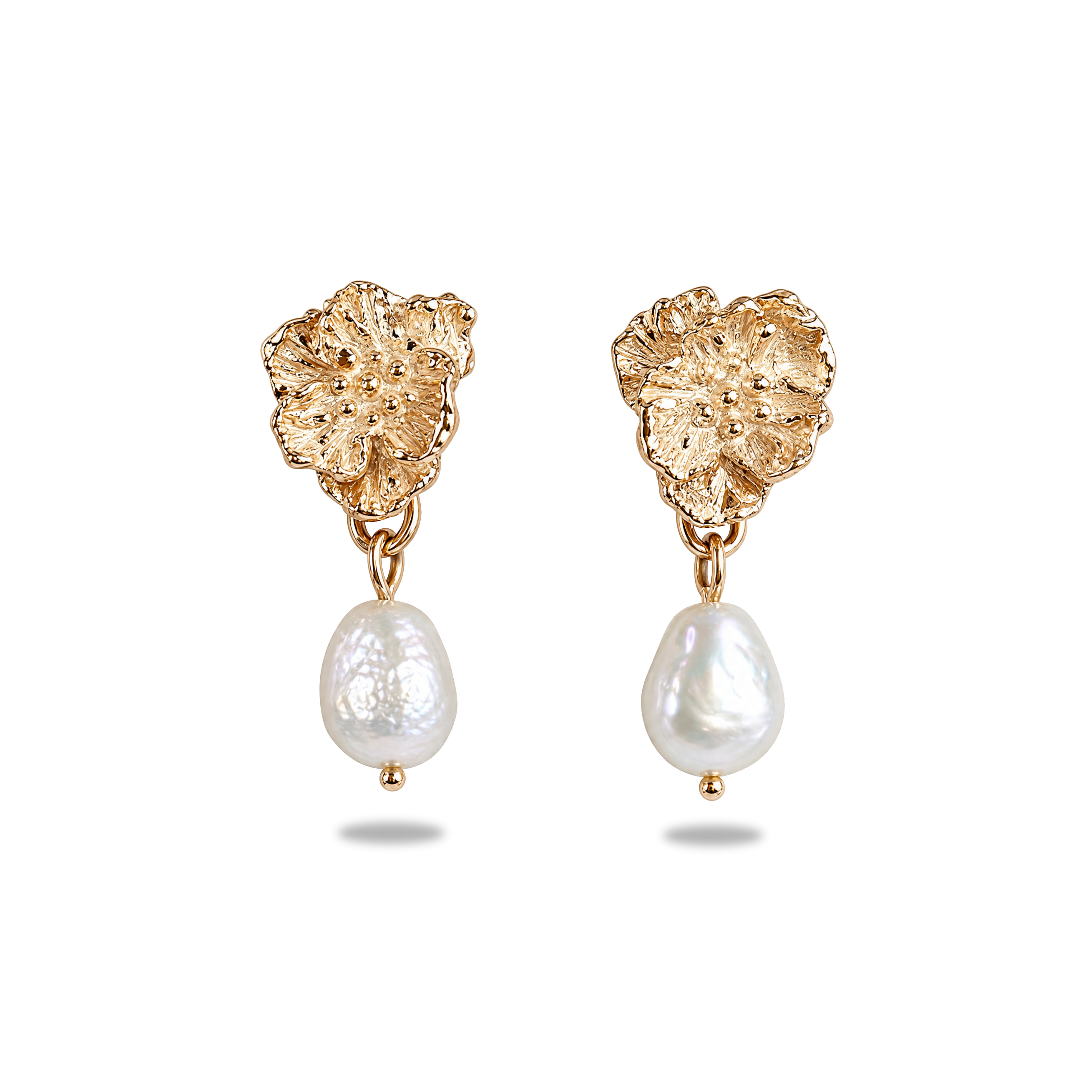 Anthemis Petite Drops – Delicate Floral Earrings in Sterling Silver & Gold Vermeil