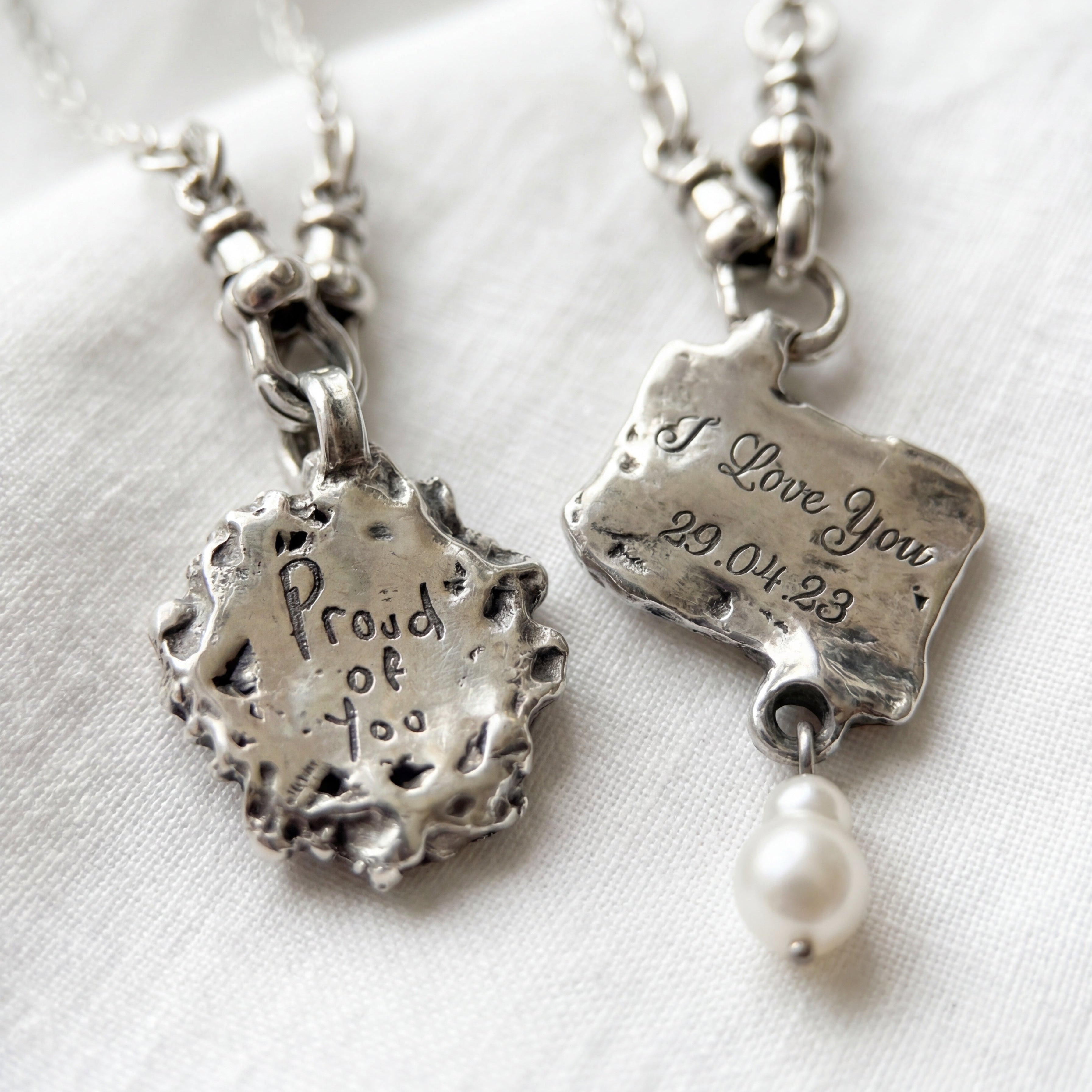 Clematis Necklace - Engravable Floral Pendant in Sterling Silver & Gold Vermeil