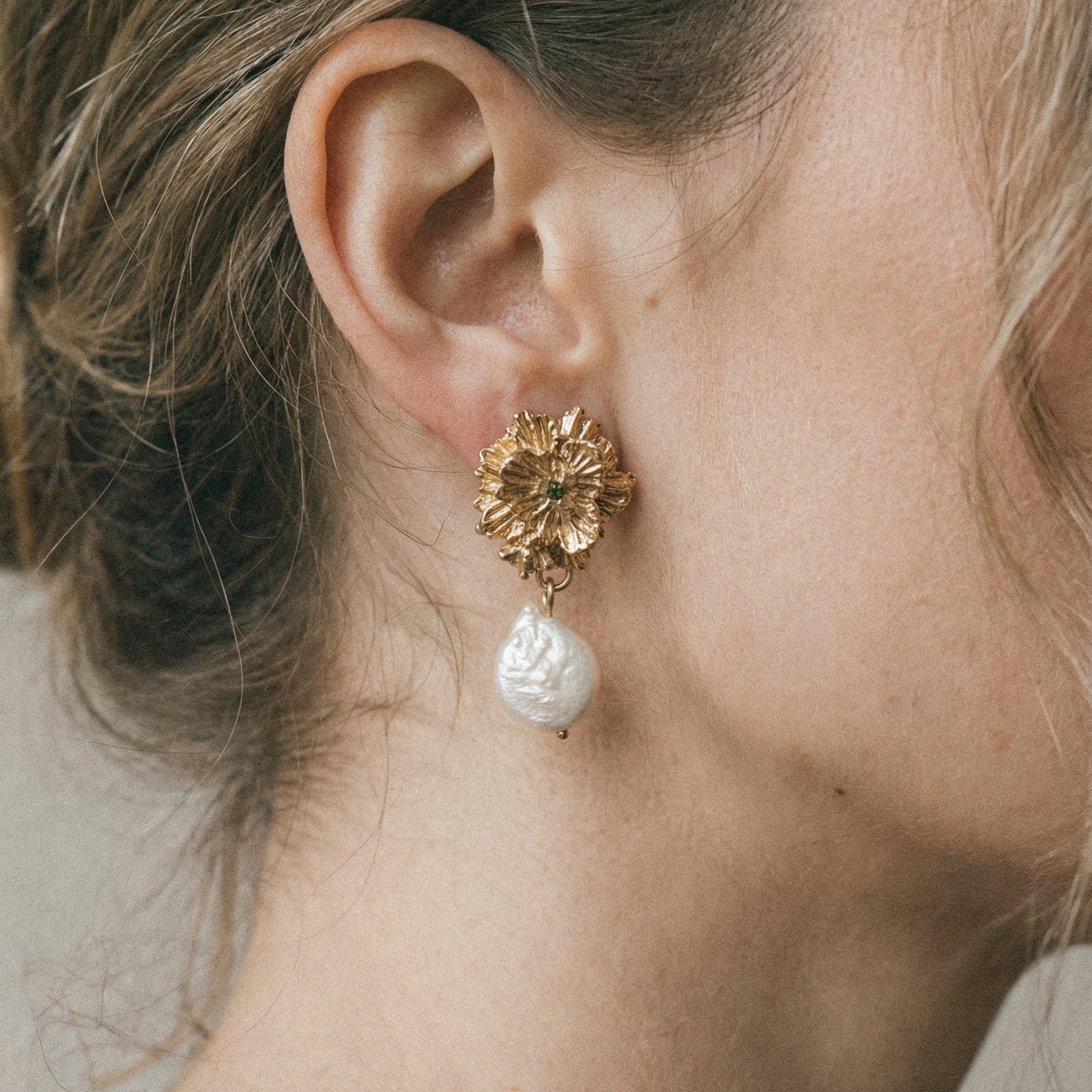 The Clematis Earrings - Engravable Floral Earrings in Sterling Silver & Gold Vermeil