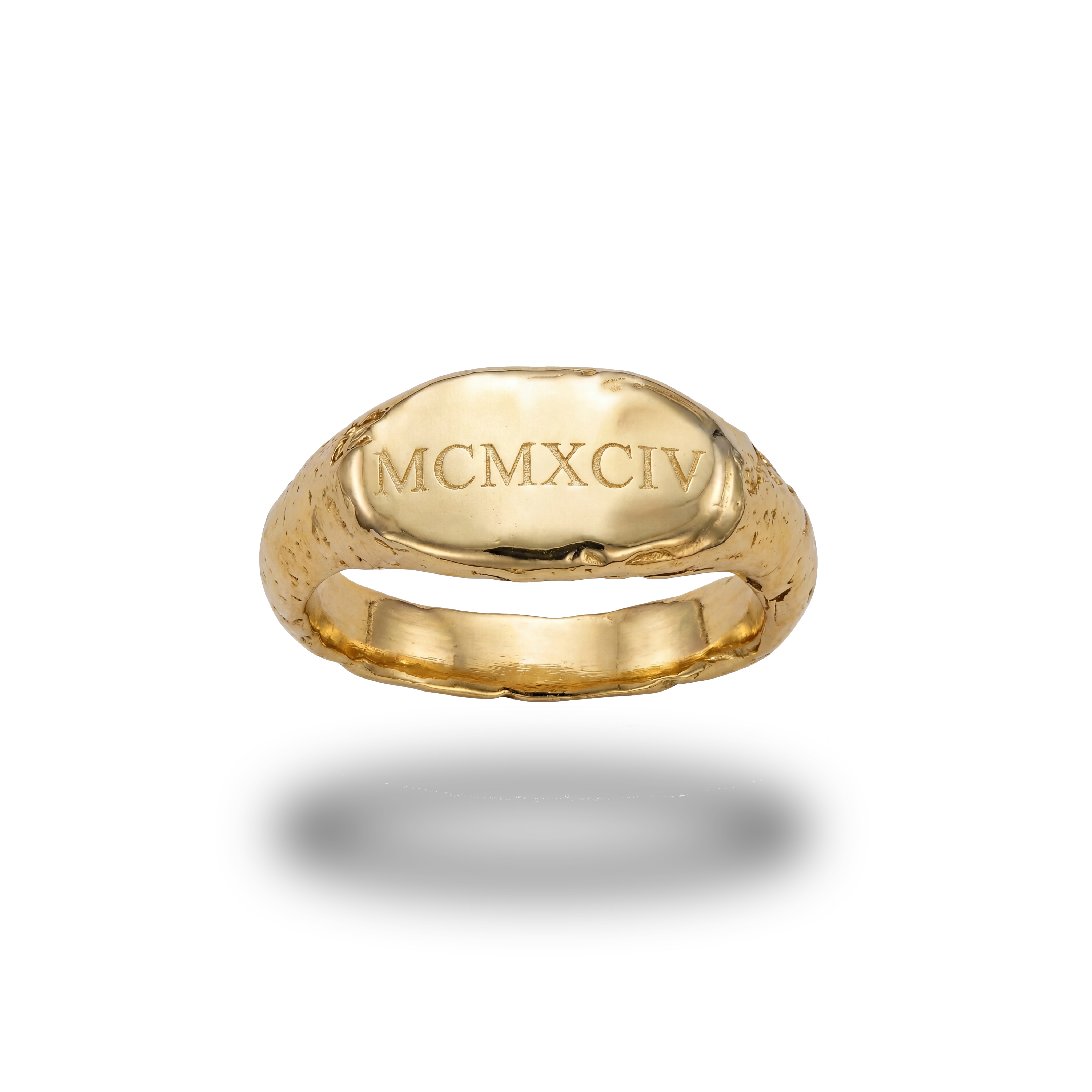 Molten Beeswax Signet Ring - Engravable Signet Ring in Sterling Silver & Gold Vermeil