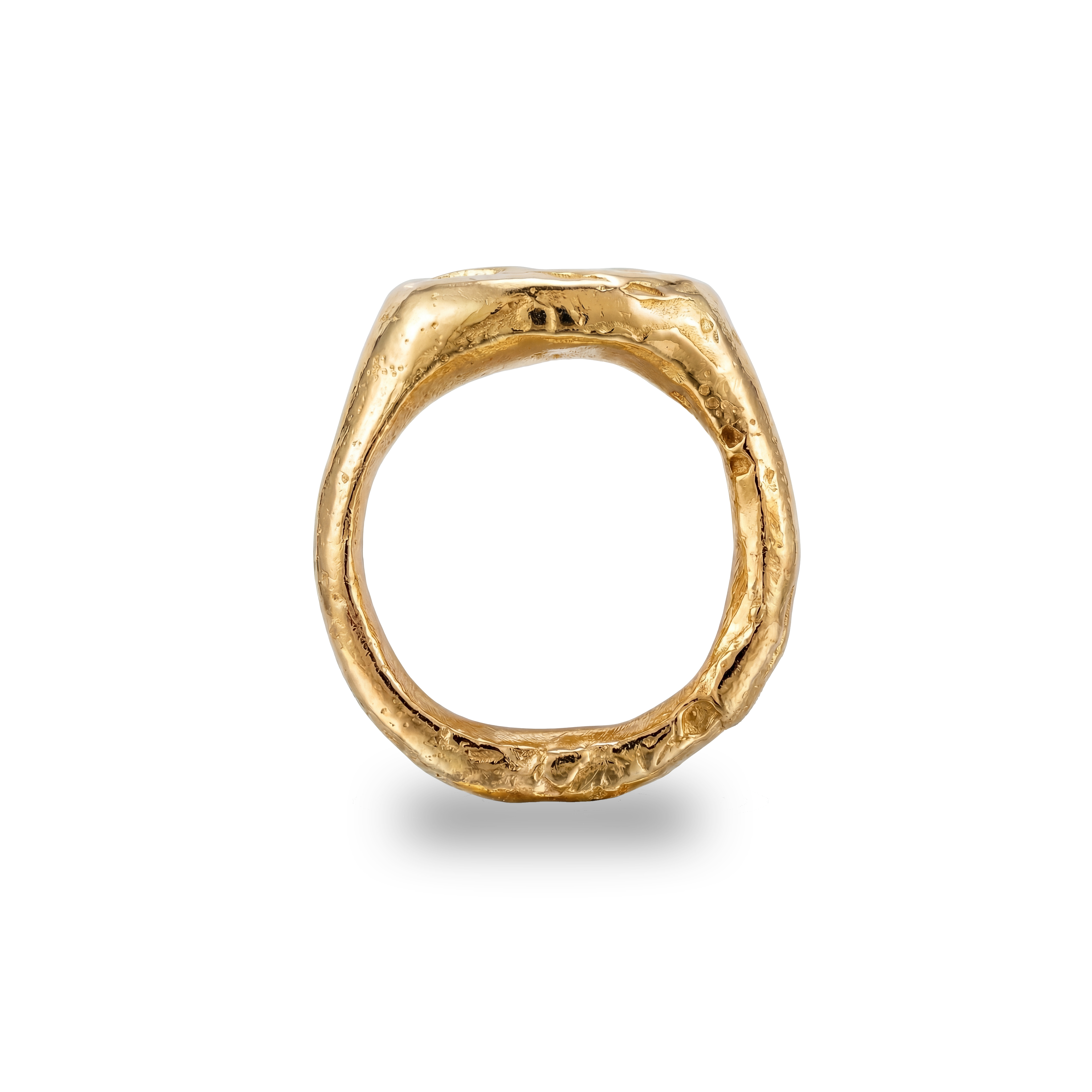 Molten Beeswax Signet Ring - Engravable Signet Ring in Sterling Silver & Gold Vermeil