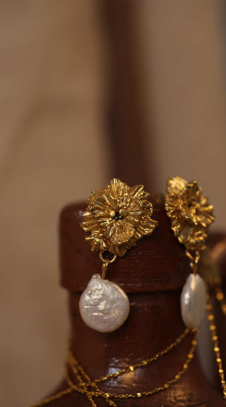 the clematis II earrings gold vermeil lifestyle shot