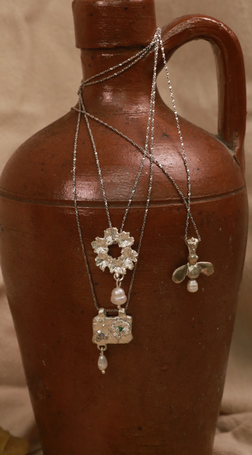 trio of stacking necklaces sterling silver lifestyle shot